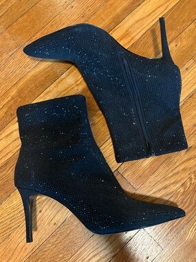 Express Black Rhinestone Pointed Toe Booties